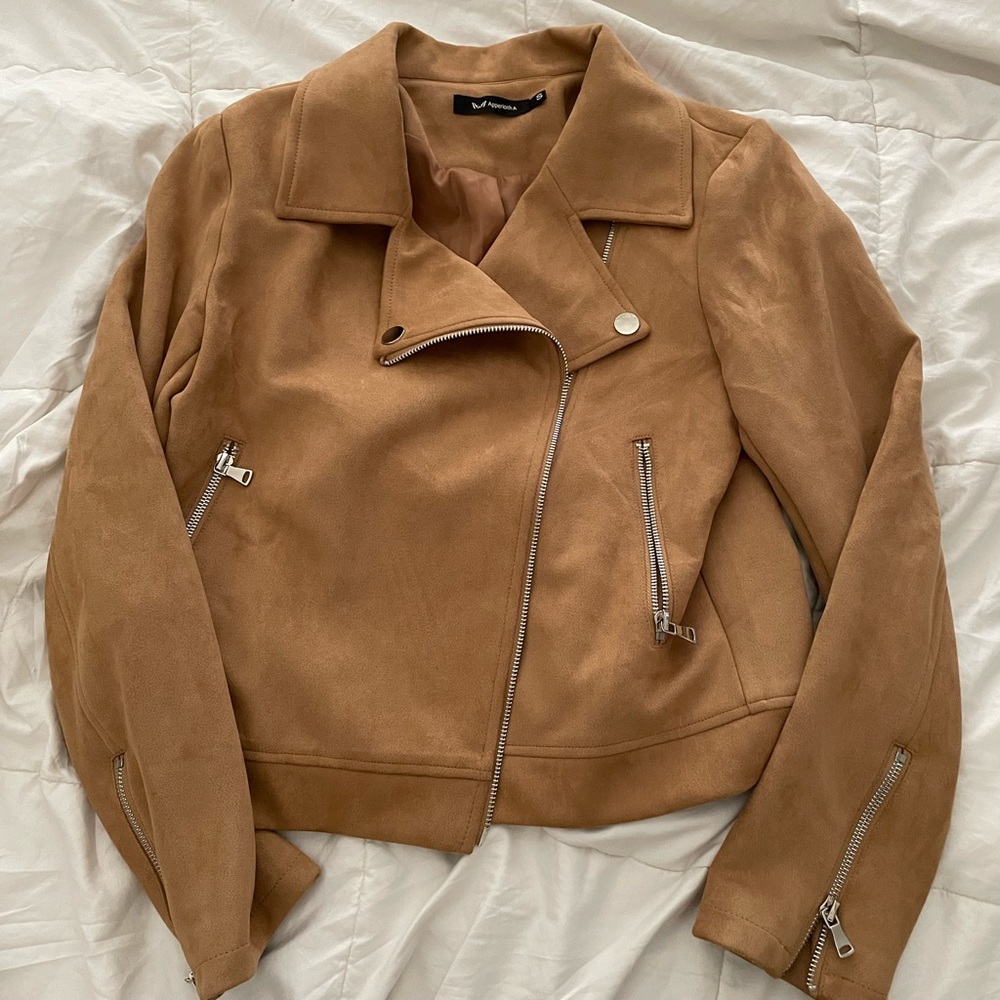 Apperloth Faux Suede Jacket in Camel - Size S